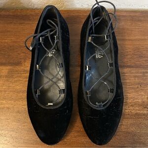 Beberlis Girls Black Ankle Laced Ballet Flat Shoes